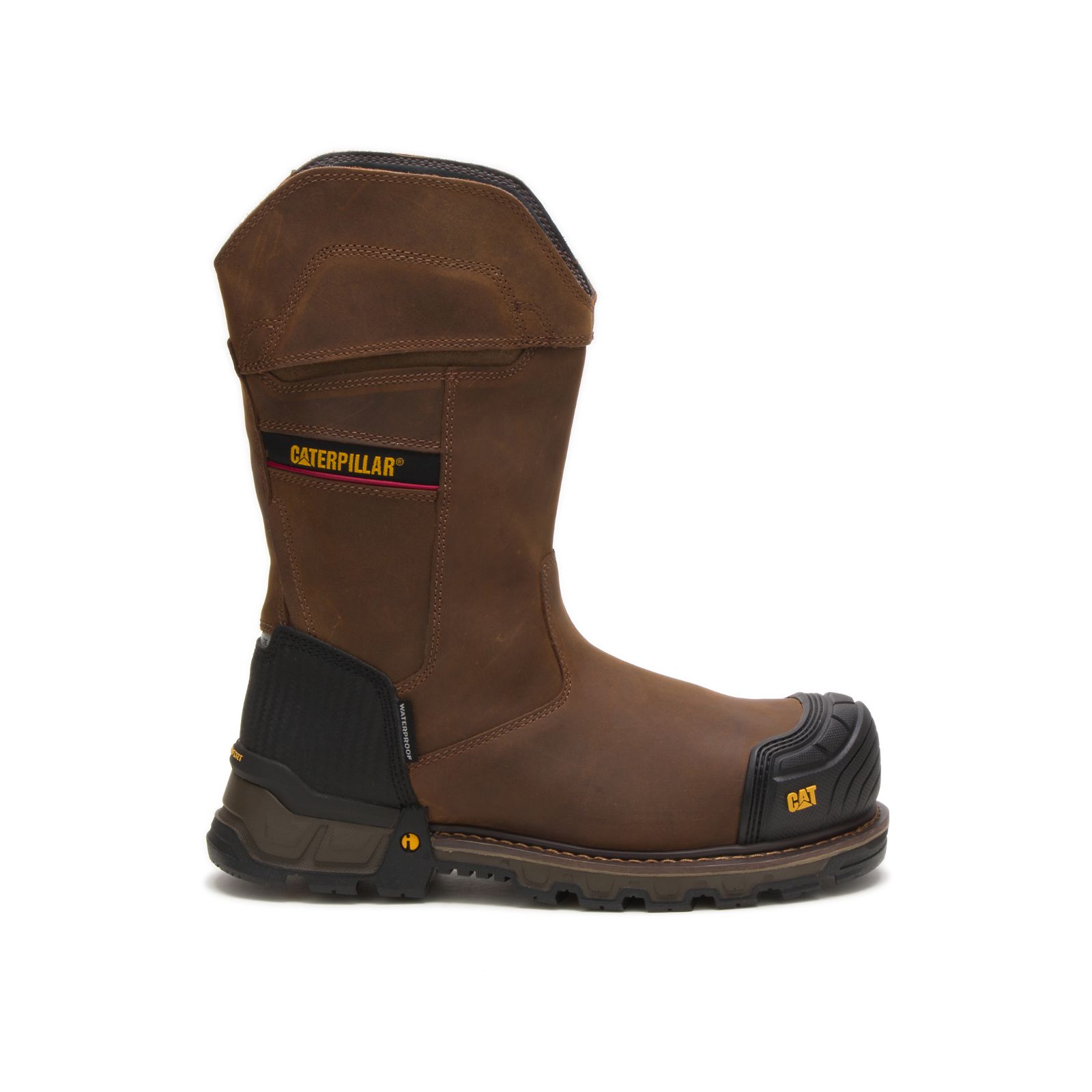 Caterpillar Boots South Africa - Cat Men's Excavator Xl Pull On Waterproof Composite Toe Work Boots Dark Brown UL9862530